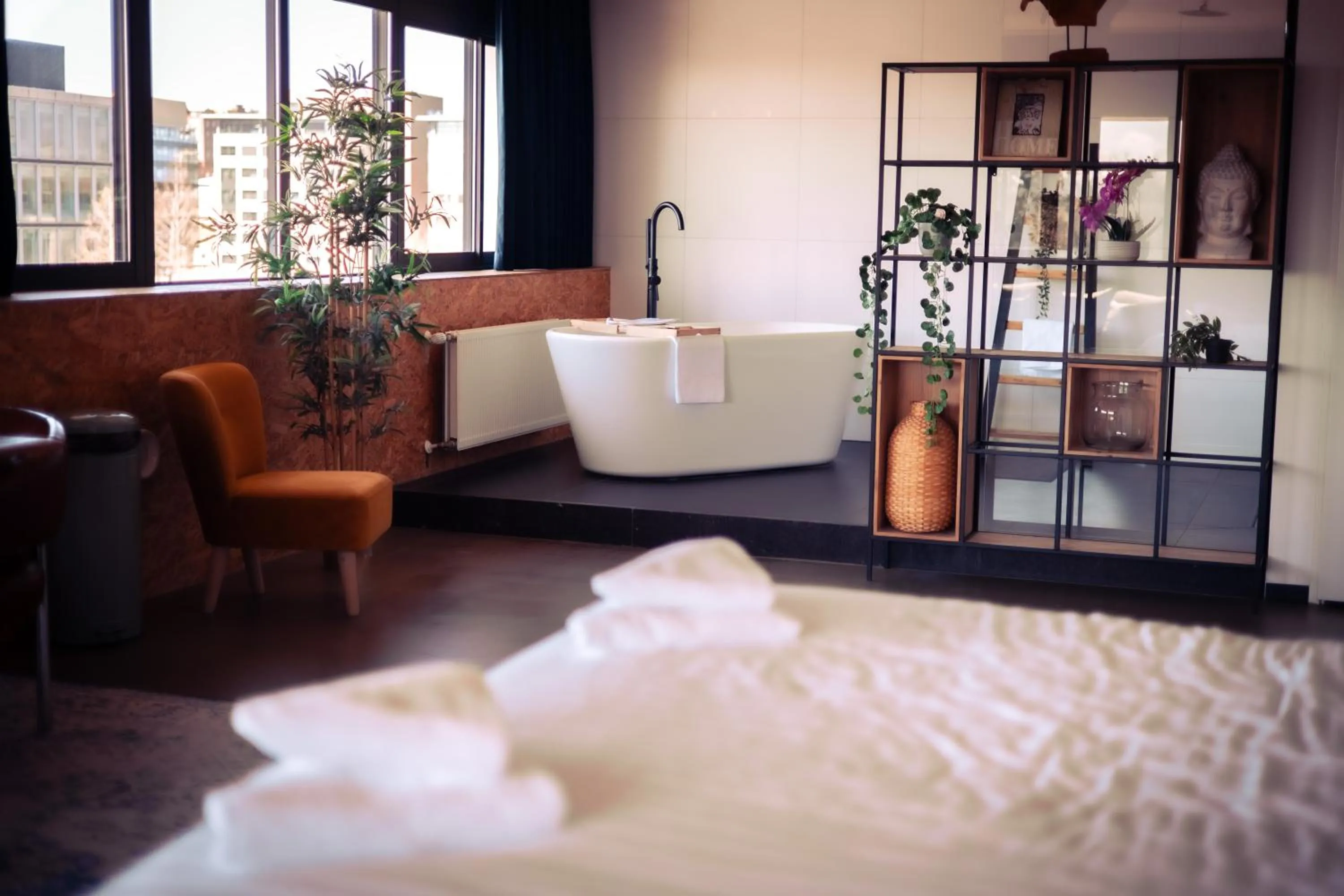 Bathroom, Bed in Urban Hotel The Golden Stork