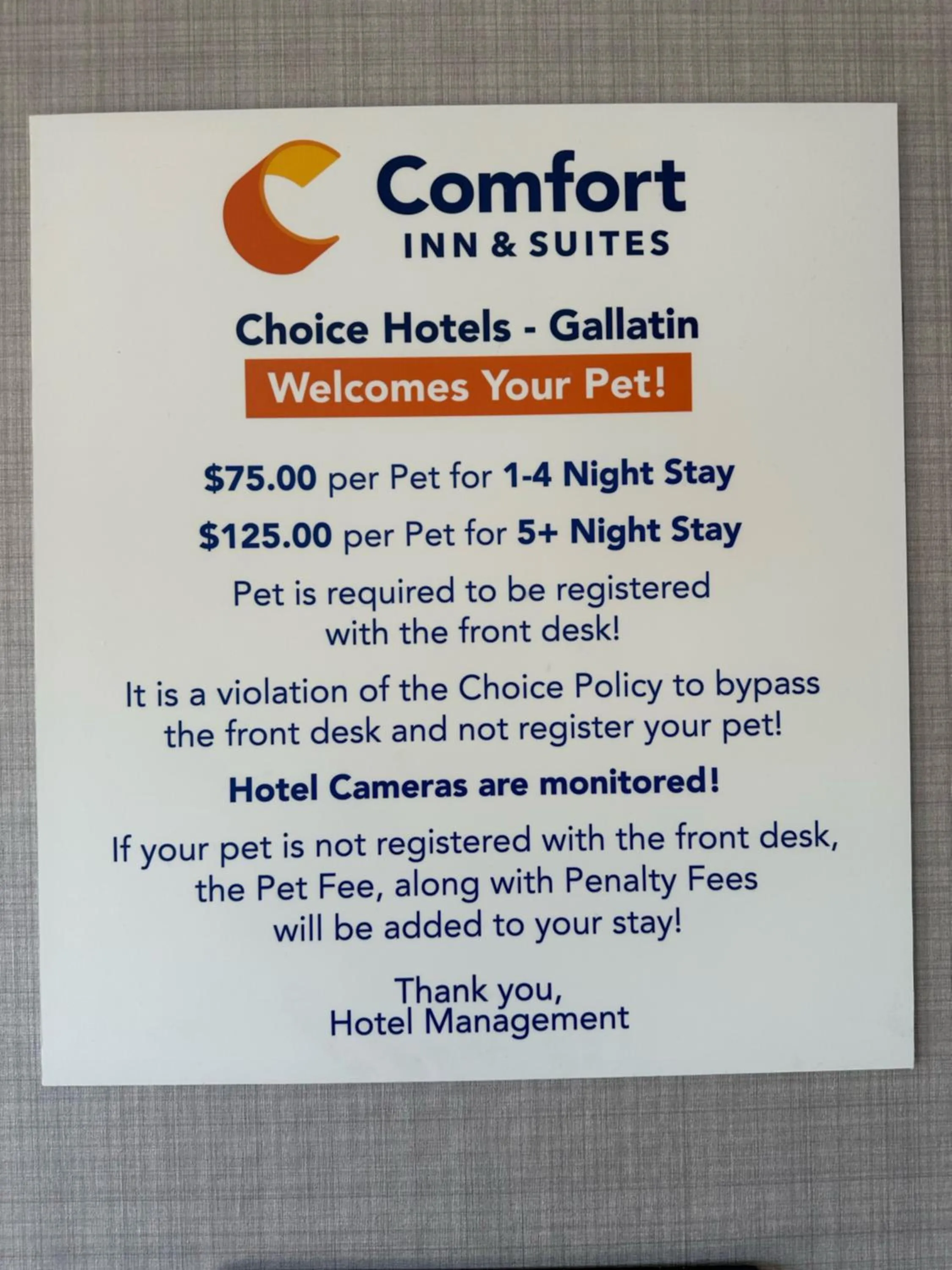 Pets in Comfort Inn & Suites Gallatin - Nashville Metro