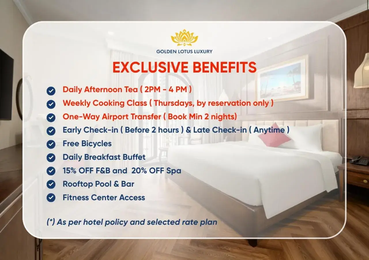 Deluxe Double Balcony City View (Afternoon Tea Included) in Golden Lotus Luxury Hotel Danang - Complimentary Daily Afternoon Tea Deluxe Double Balcony City View (Afternoon Tea Included) in Golden Lotus Luxury Hotel Danang - Complimentary Daily Afternoon Tea