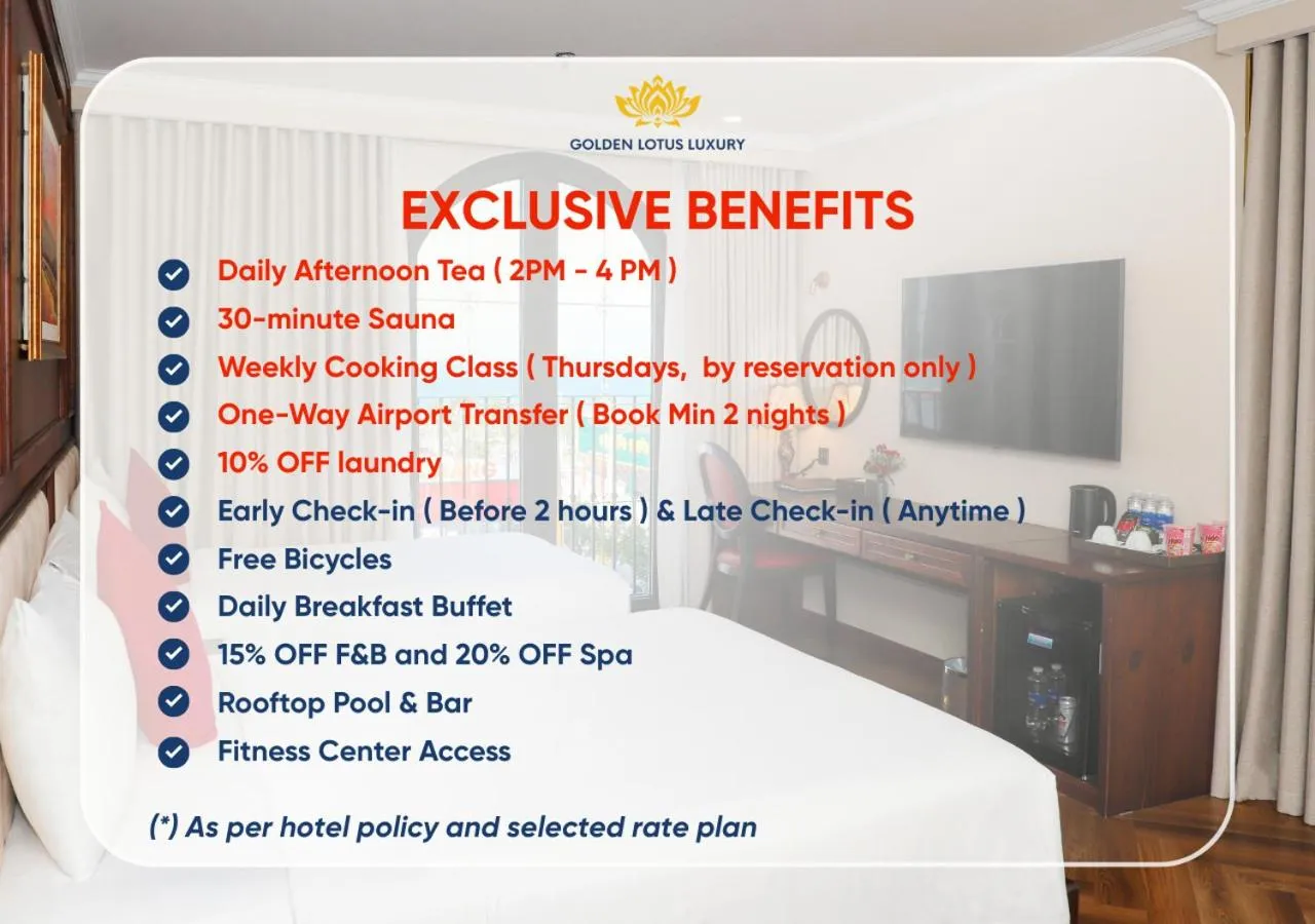 Bedroom in Golden Lotus Luxury Hotel Danang - Complimentary Daily Afternoon Tea