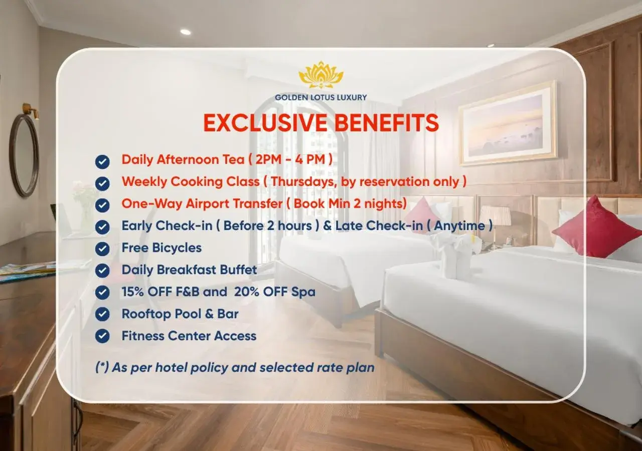 Deluxe Twin Balcony City View (Afternoon Tea Included) in Golden Lotus Luxury Hotel Danang - Complimentary Daily Afternoon Tea Deluxe Twin Balcony City View (Afternoon Tea Included) in Golden Lotus Luxury Hotel Danang - Complimentary Daily Afternoon Tea