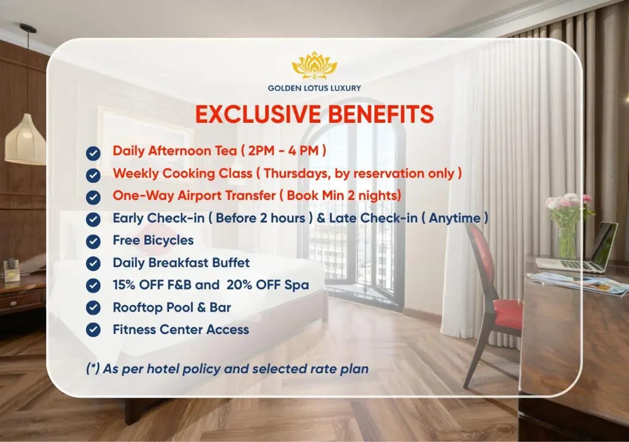 Superior Double Balcony City View (Afternoon Tea Included) in Golden Lotus Luxury Hotel Danang - Complimentary Daily Afternoon Tea Superior Double Balcony City View (Afternoon Tea Included) in Golden Lotus Luxury Hotel Danang - Complimentary Daily Afternoon Tea