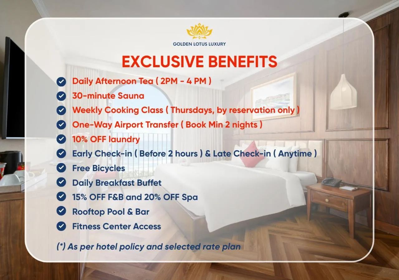 Bedroom in Golden Lotus Luxury Hotel Danang - Complimentary Daily Afternoon Tea