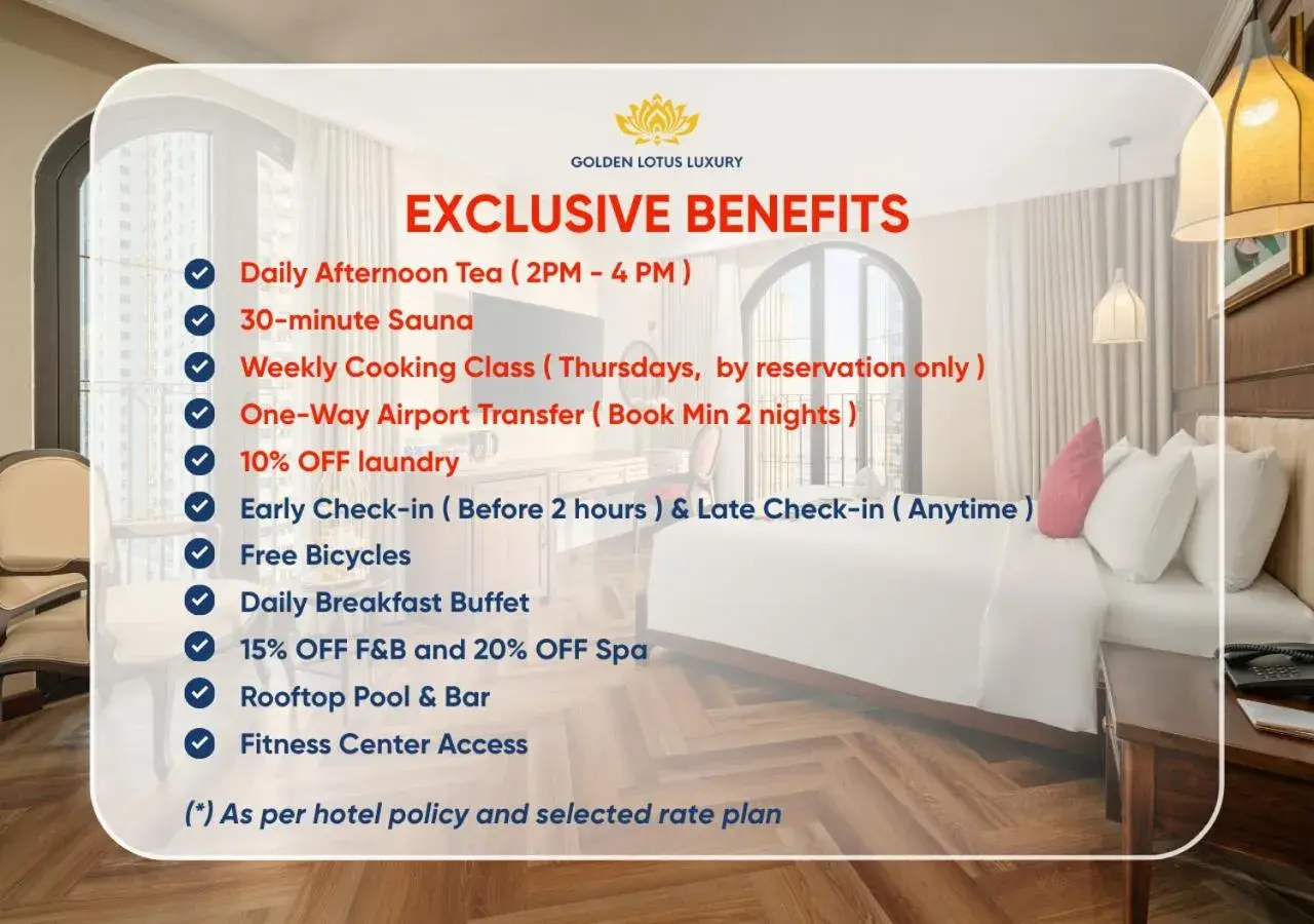 Suite Bathtub with Balcony and Partial Sea View (Afternoon Tea included) in Golden Lotus Luxury Hotel Danang - Complimentary Daily Afternoon Tea Suite Bathtub with Balcony and Partial Sea View (Afternoon Tea included) in Golden Lotus Luxury Hotel Danang - Complimentary Daily Afternoon Tea