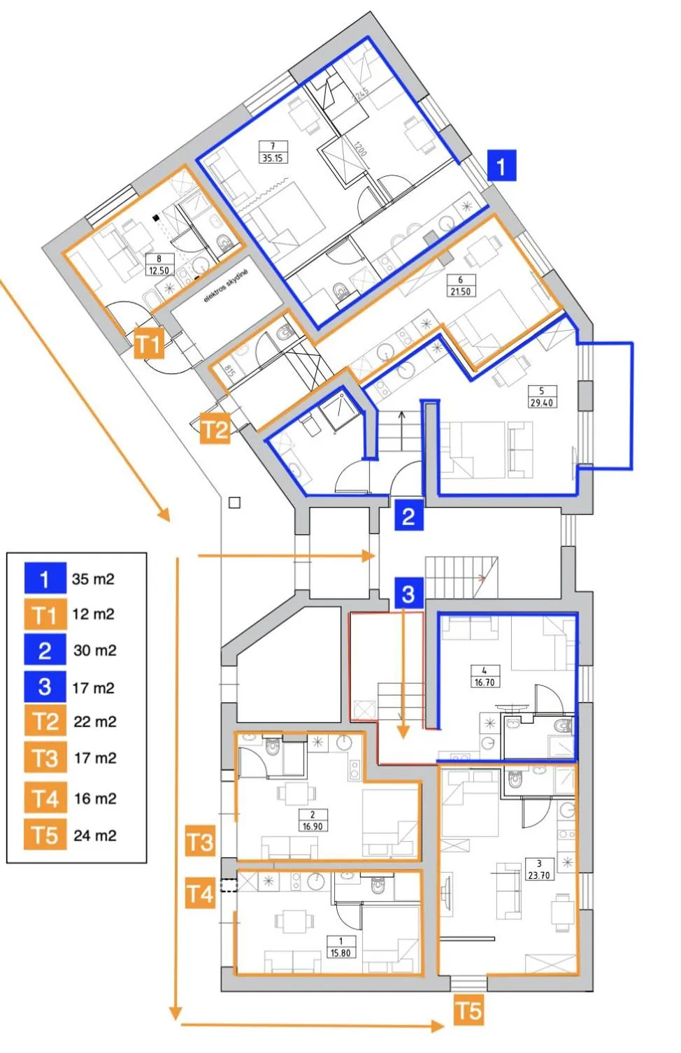 Floor plan in Tilzes Studio apartaments, Self check-in, Free parking, Comfort