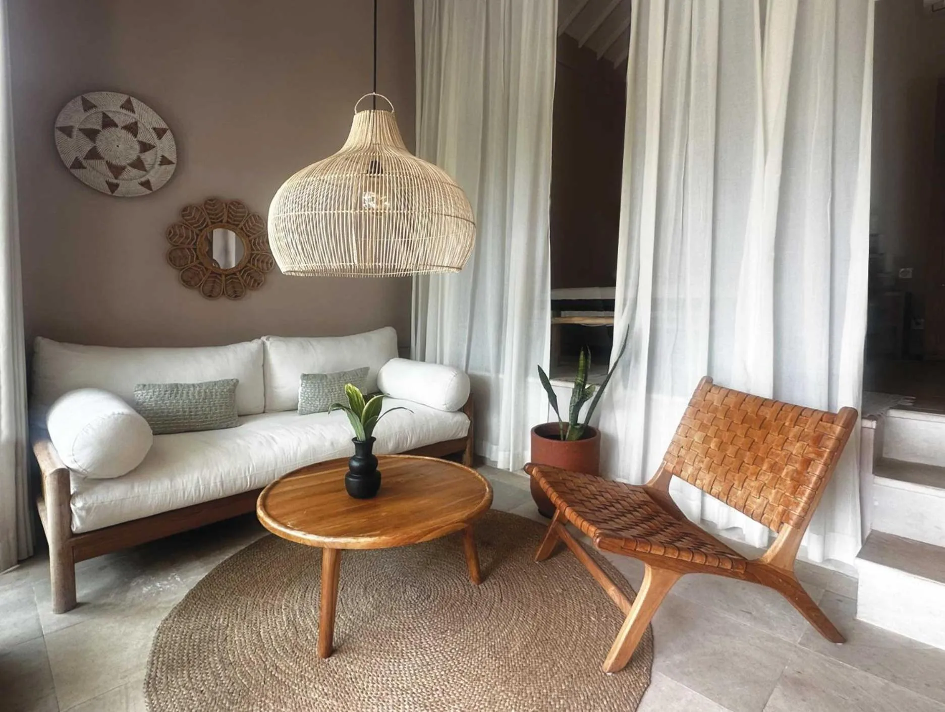 Seating area in The White Villas Ubud