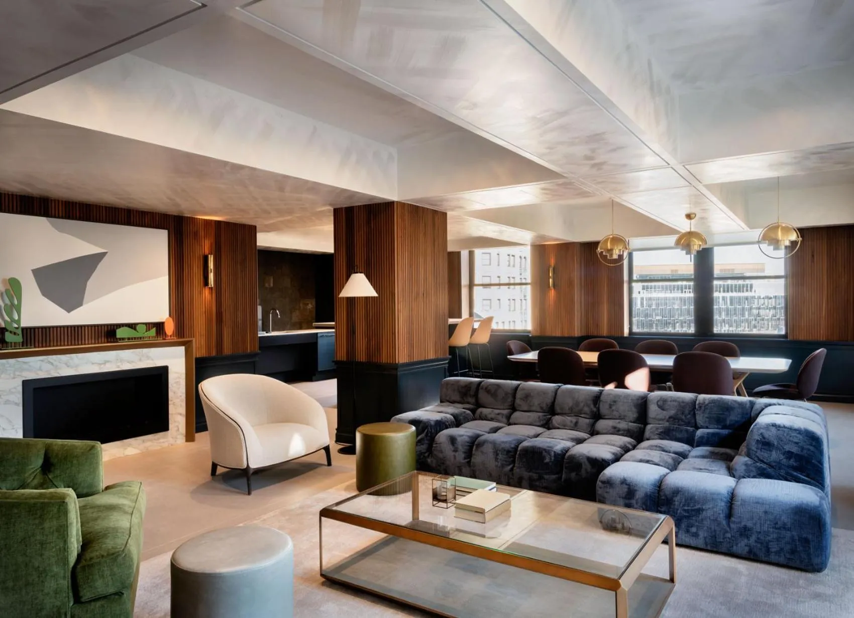 Communal lounge/ TV room in ROOST Detroit