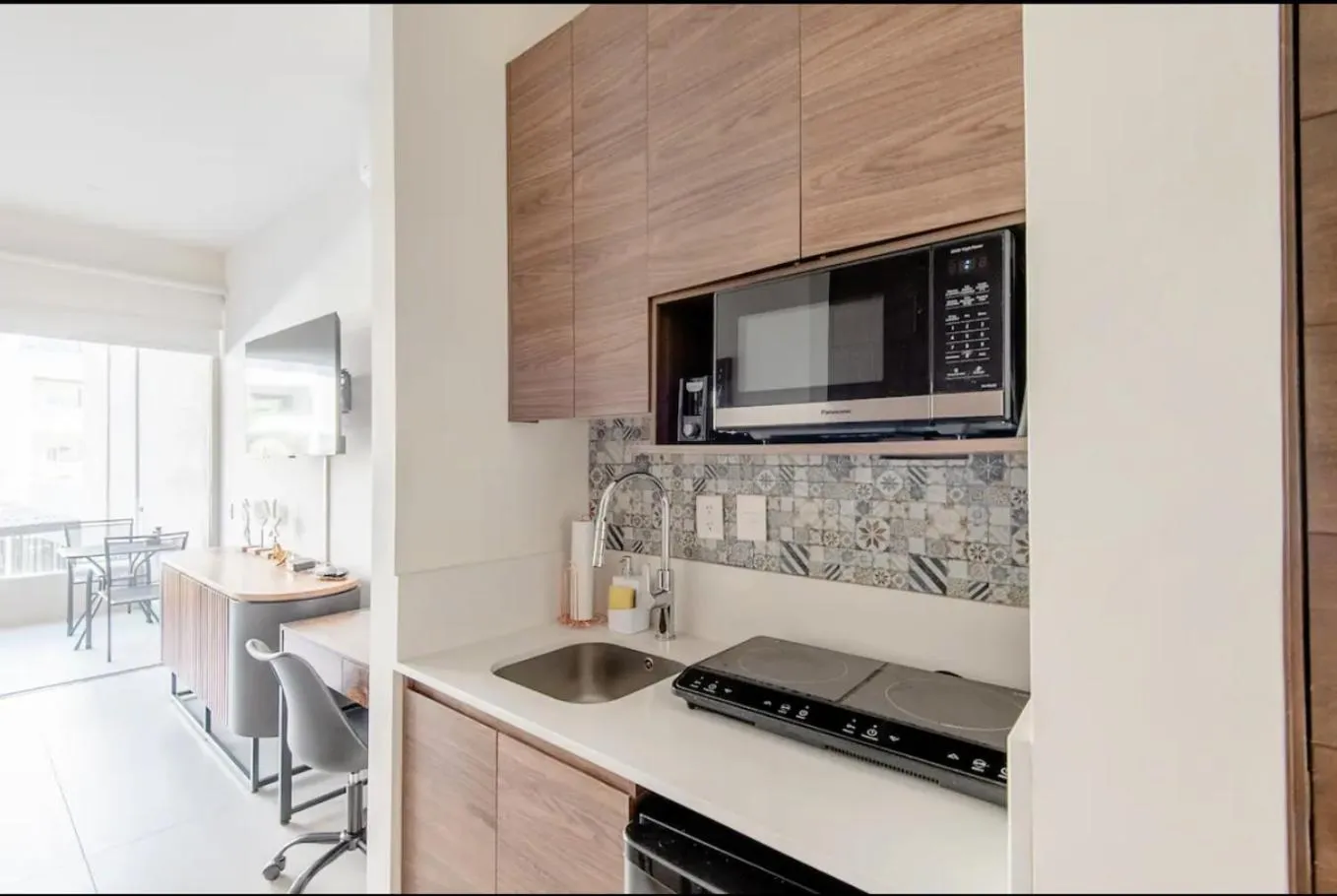 Kitchen or kitchenette in Loft con balcón privado, estacionamiento gratis - Un oasis en Los Cabos