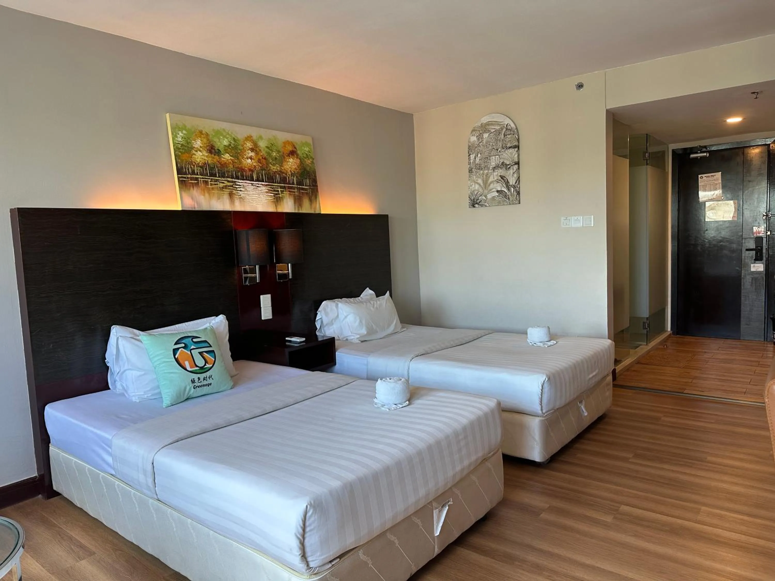 Bed in Greenage MingSuite 明绿时代套房 Kota Kinabalu 亚庇市中心