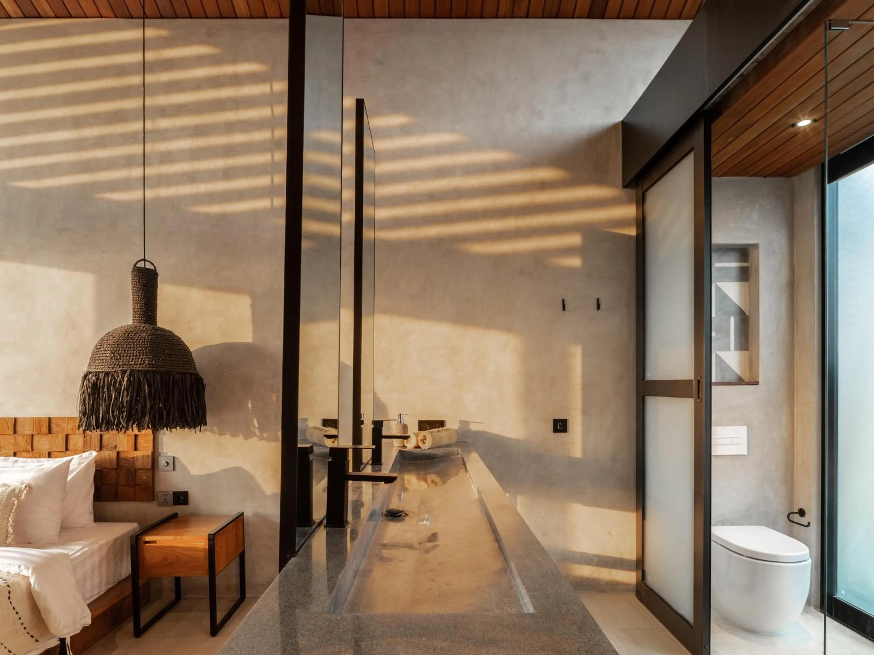 Bathroom, Bed in Blacksand Villas Canggu