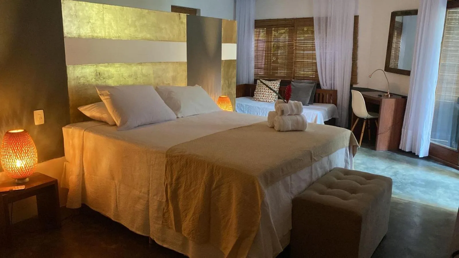 Bed in Pousada Bambu Dourado