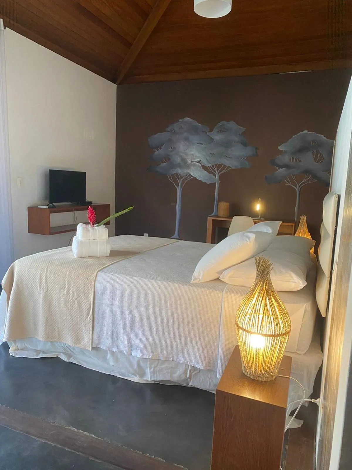 Bed in Pousada Bambu Dourado