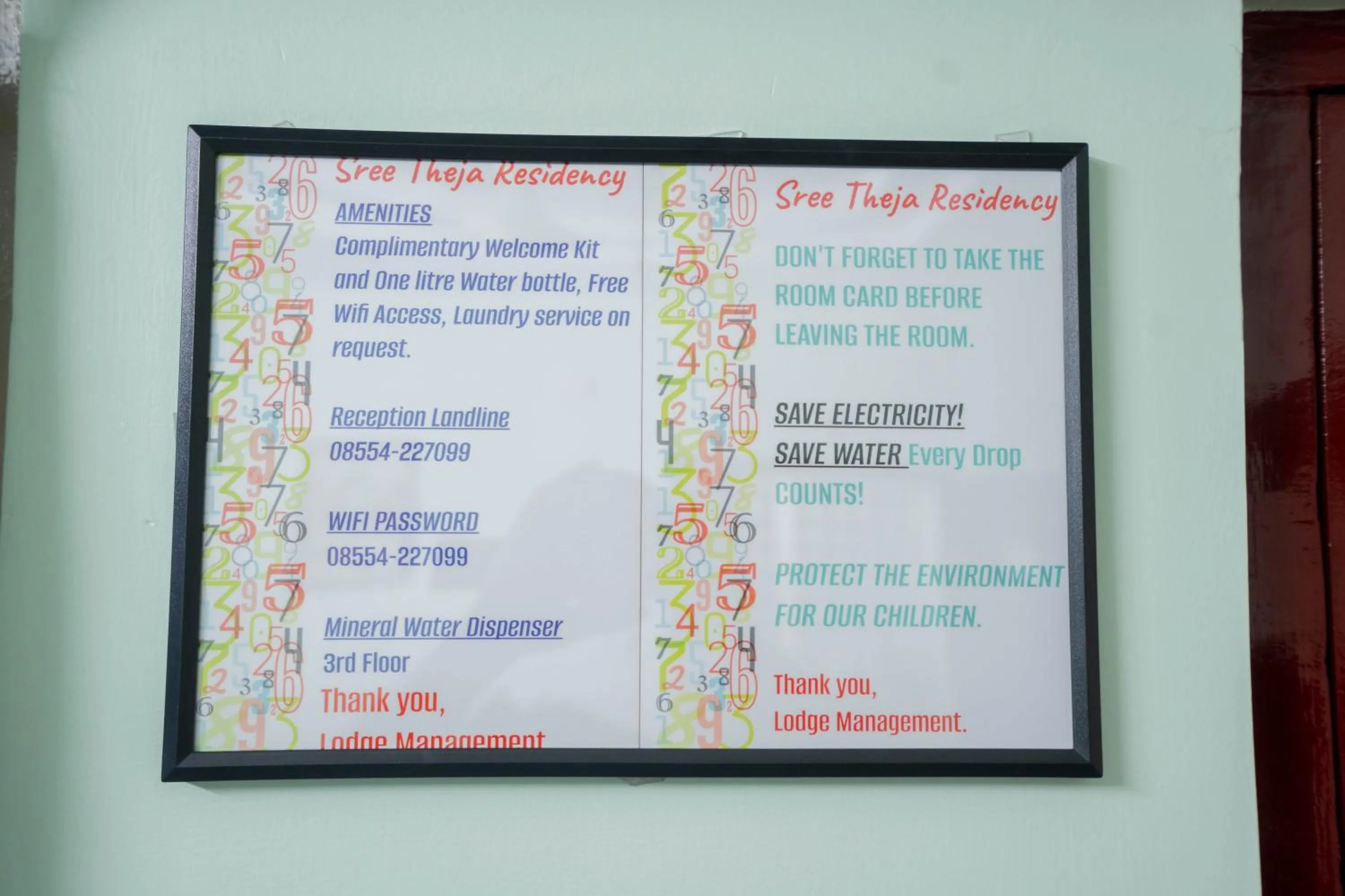 Text overlay in Sree Theja Residency