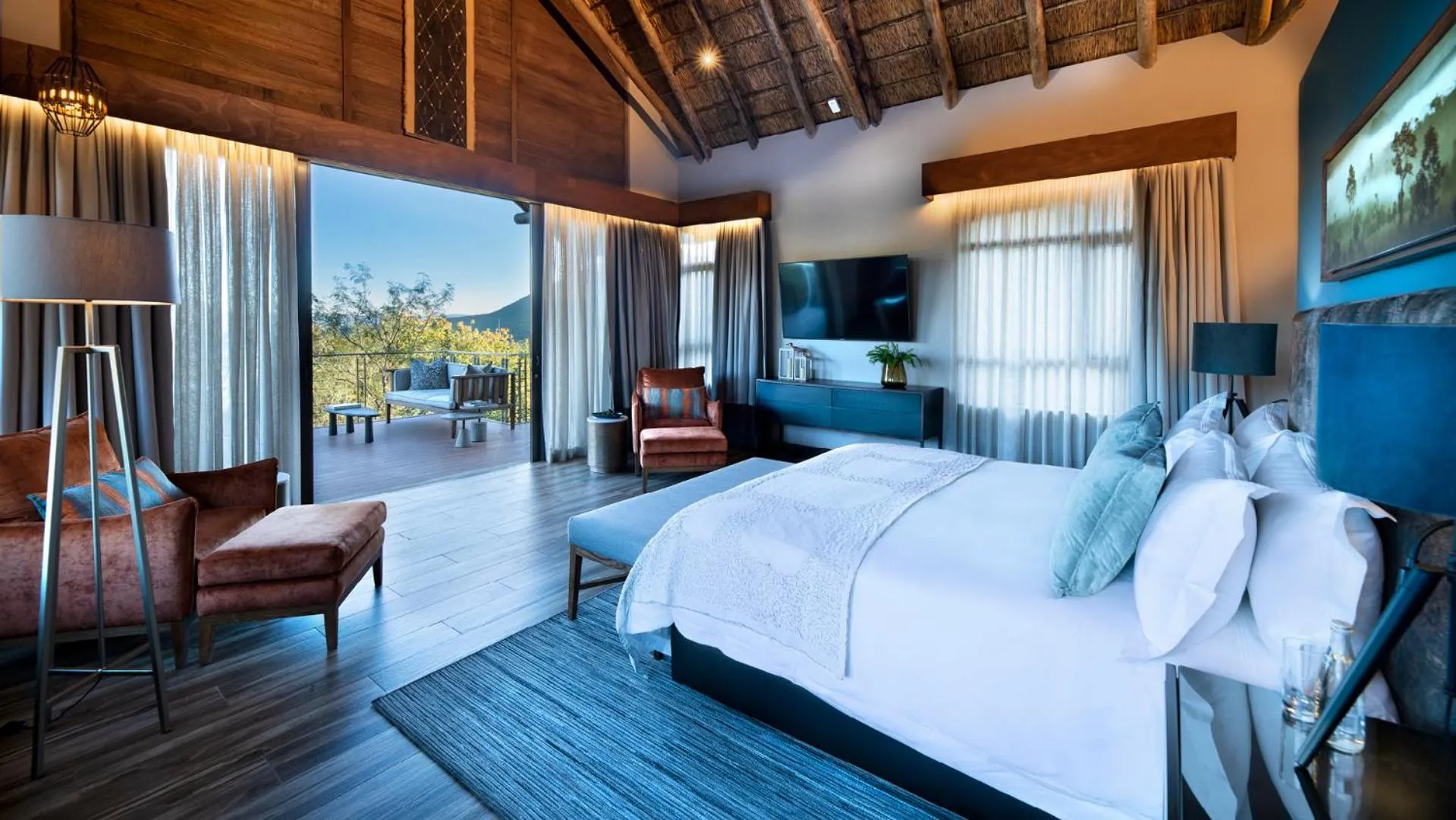 Bedroom, Bed in Babohi at Qwabi Private Game Reserve by NEWMARK