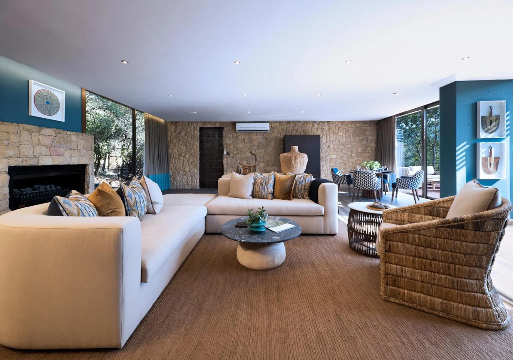 Living room in Babohi at Qwabi Private Game Reserve by NEWMARK