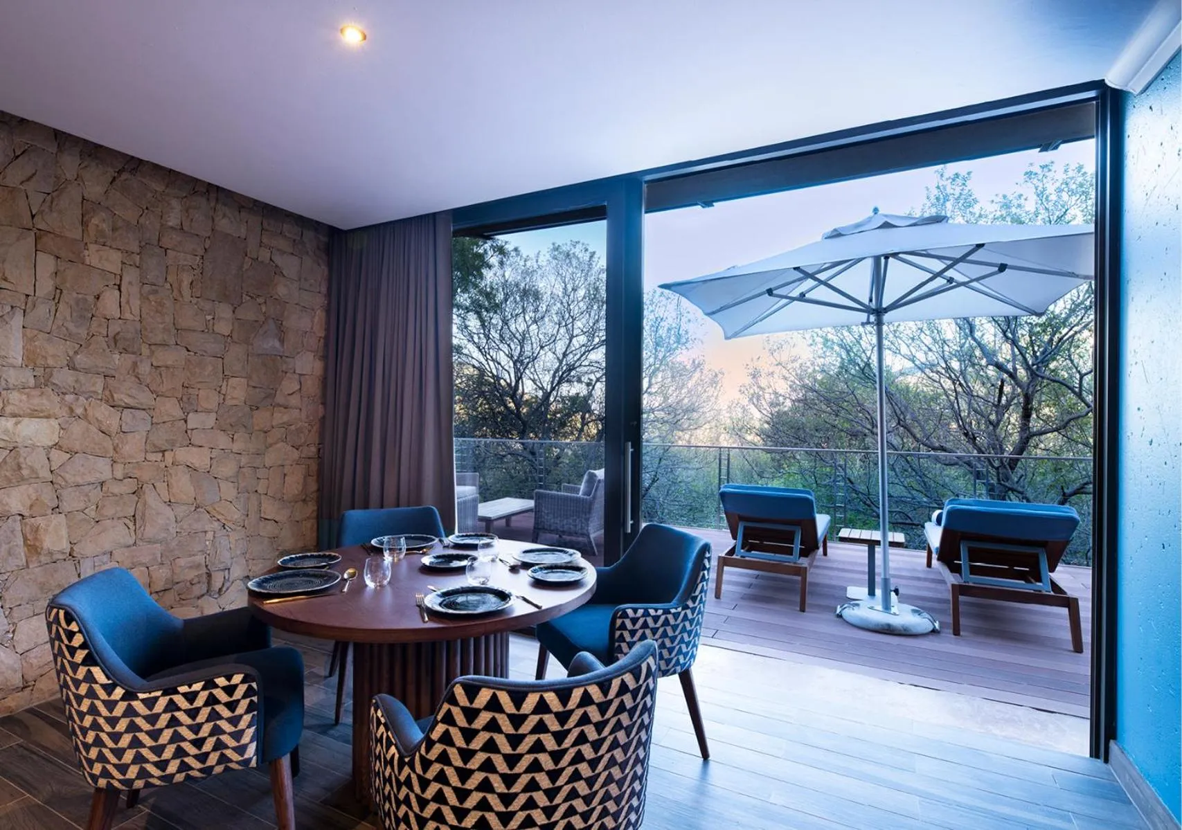 Dining area in Babohi at Qwabi Private Game Reserve by NEWMARK