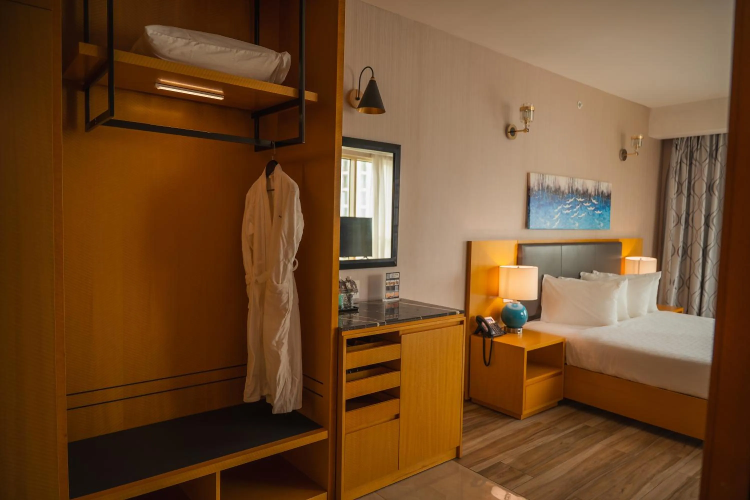 wardrobe, Bed in Galaxy Hotel Downtown